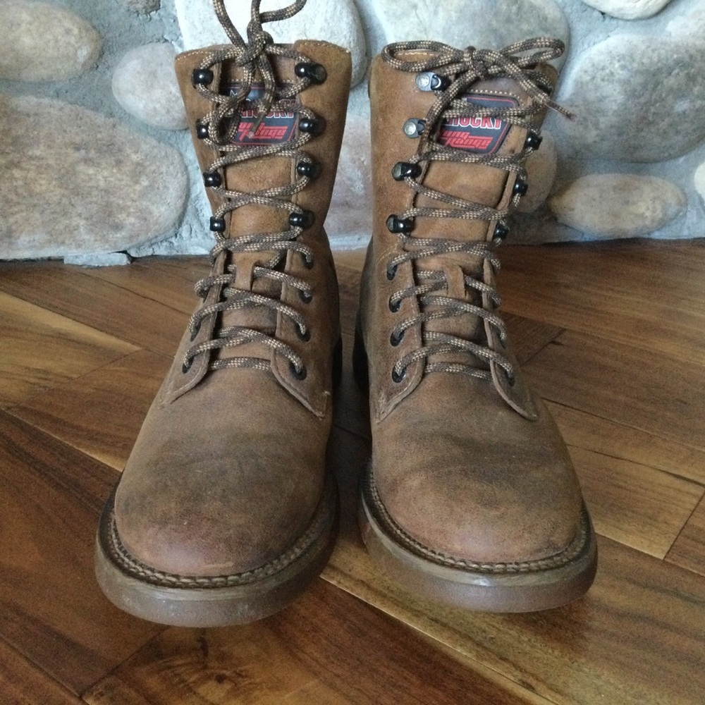 Rocky IronClad Waterproof Leather Work Boots Brown Lace-Up - Picture 2 of 9